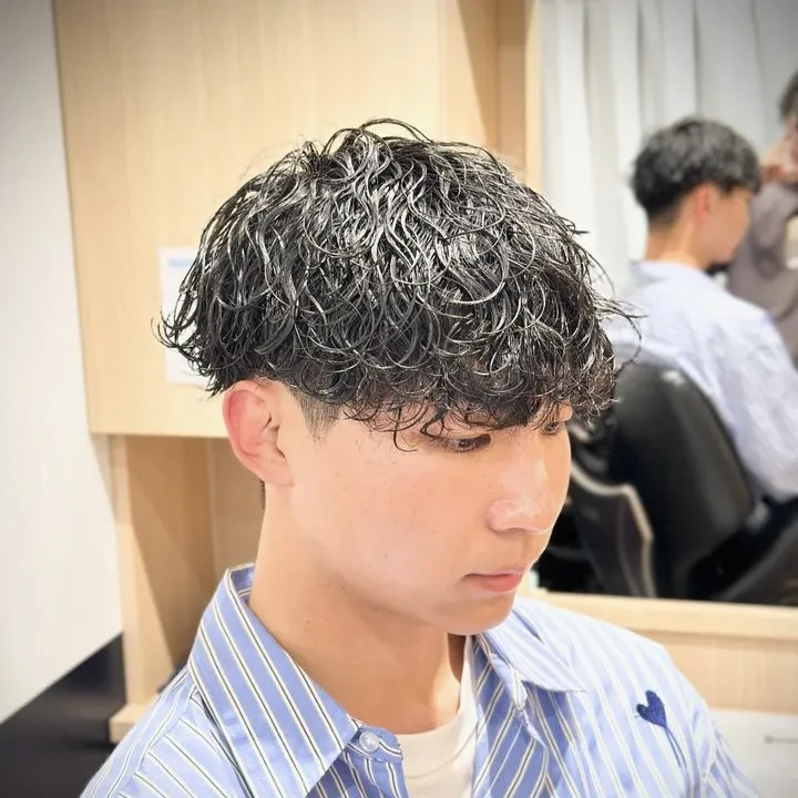 【千葉指名限定】カット+ケアパーマ(アイブロー込み) 　メンズカット(シェービング込)×頭皮洗浄ショートヘッドスパ