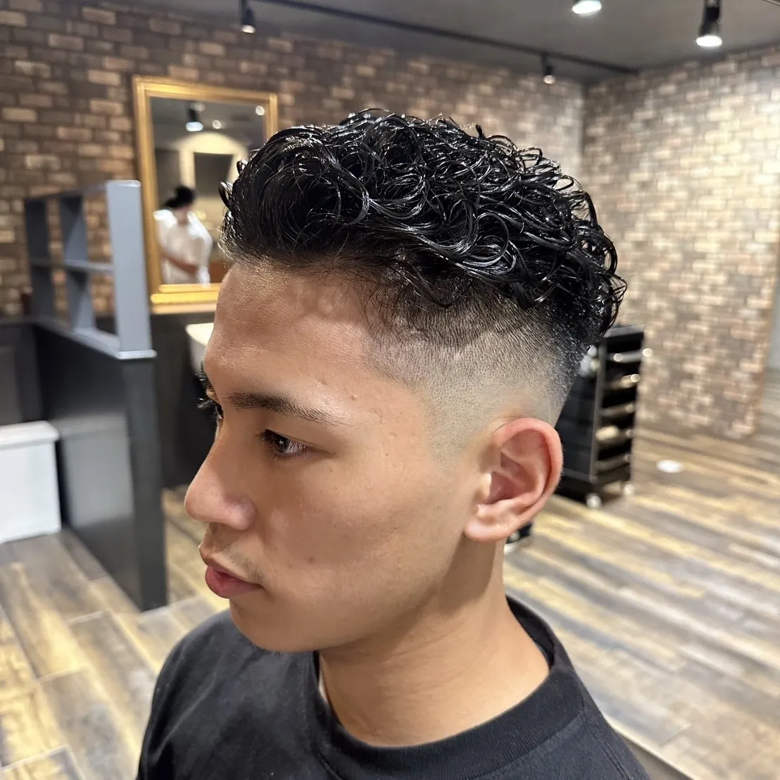 カットフルコース×スキンフェード×ベーシックパーマ　